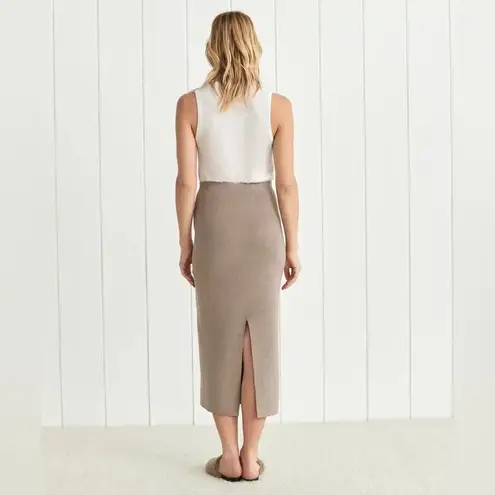 Jenni Kayne Ludlow Cotton Blend Knit Midi Skirt in Taupe Size XS