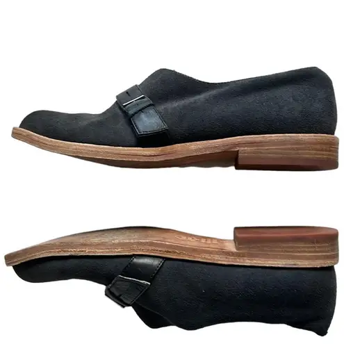 Matt Bernson Black/Charcoal Gray Suede Flat/Loafers Size 6 Black