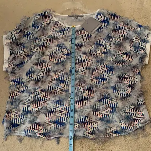 Andrew Marc NWT Marc New York blue feather blouse