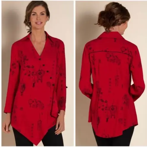 Soft Surroundings Black Pagoda Tunic Shirt Size M