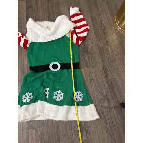 Holiday Time Womens Elf Dress Sweater Small S Shoulder Sparkle Sequin Christmas