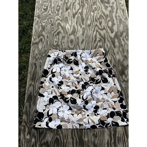 Briggs New York Floral Skirt Boho Women's 16 Vintage White Brown Black