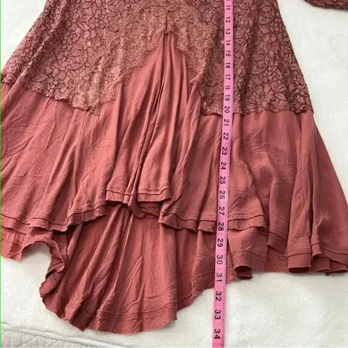 Free People  Tell Tale Dusty Mauve Lace Tunic Dress, size Xs
