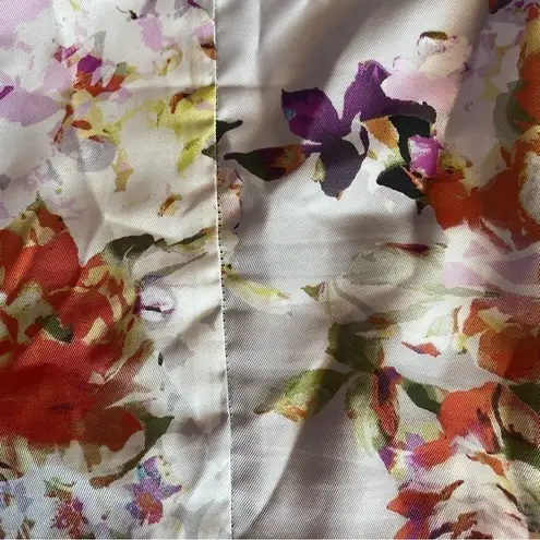 The Limited Lilac Lavender Purple Gray ish Floral Satin Cap Sleeve Belted Dress