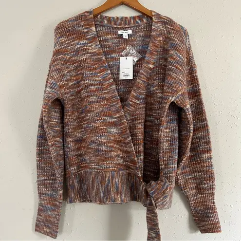 Nine West NWT  Orange Blue Marled V-Neck Wrap Sweater Medium