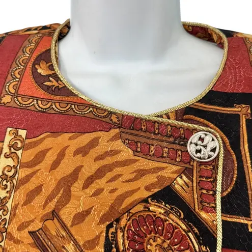 Vintage 80s Orange Rust Cropped Blazer Structured Jacket Shoulder Pads Size M Size M