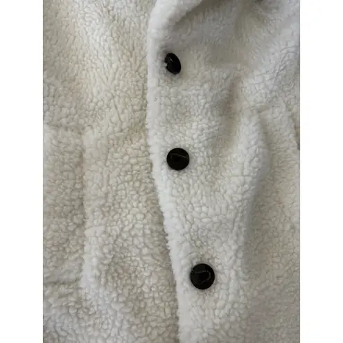 Jason Maxwell Teddy Bear Coat Winter Warm Plush Faux Fur Jacket Ivory Medium