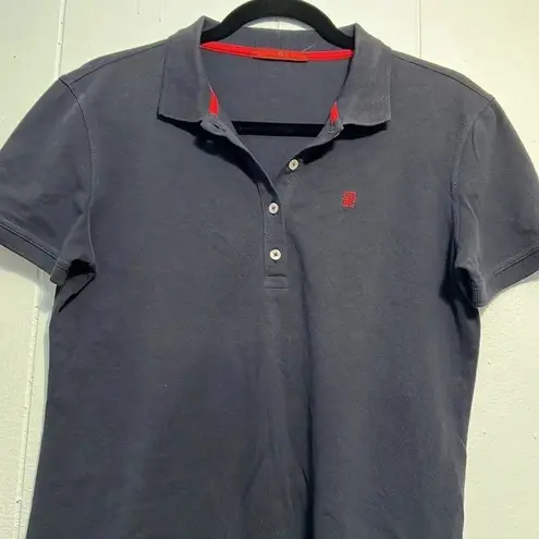 Carolina Herrera  CH Logo Polo Shirt Short Sleeve Blue Red Button Classic M