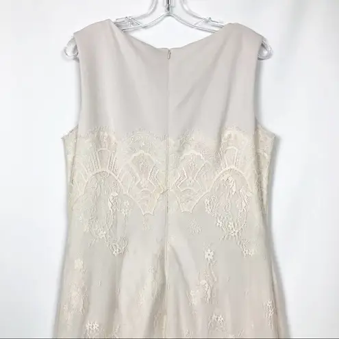 Tadashi Shoji Cream Lace Overlay Sheath Dress