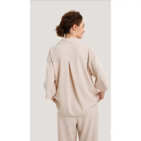 NAP Loungewear Relaxed Pockets Bowling Shirt in Birch