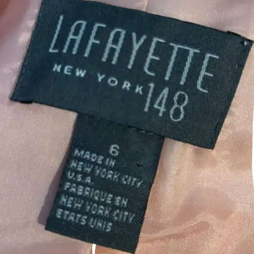 Lafayette 148 Women Blazer Size 6 Peach All Over Floral Print Suit Jacket Office Orange