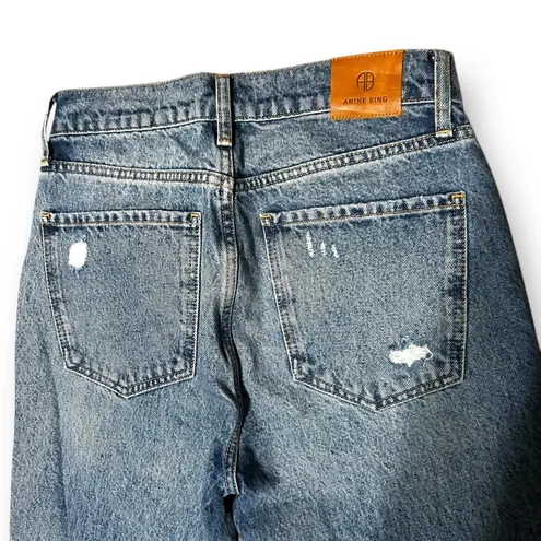 ANINE BING Lara Cotton raw Hem High waist Distressed Jeans Size 27