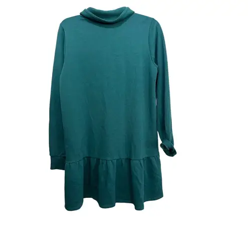 Z Supply  Women's Green 1/4 Zip Long Sleeve Drop Waist Ruffled Dress Size Small