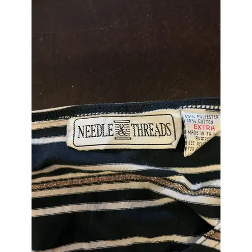 Needle & Thread Vintage Needle & Threads Shirt Womens XL Navy Gold Striped Nautical 90s