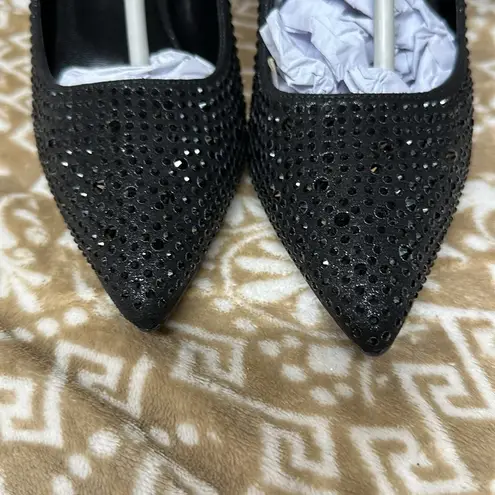 Elisabet Tang Women Pumps, Pointed Toe High Heel Glitter Rhinestone Heels Sparks Black Size 8