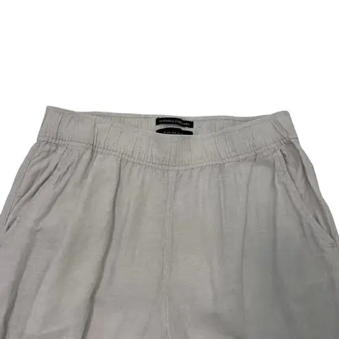 Tahari 100% Linen Wide Leg Cropped Pants Breezy Lagenlook Cream size Medium