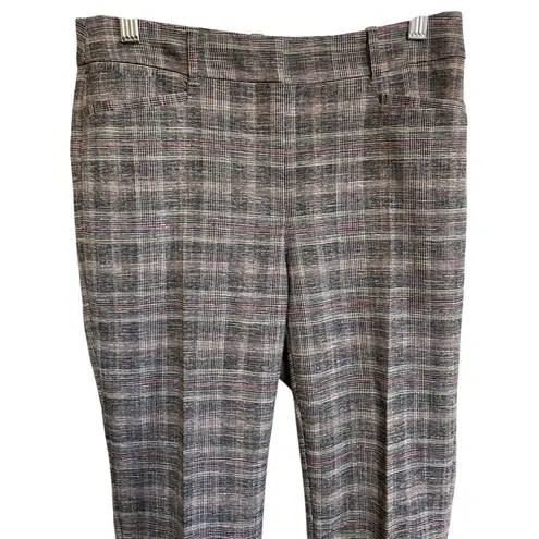 WHBM the Slim Plaid Check Slim Ankle Trousers Black w/ Madder Red