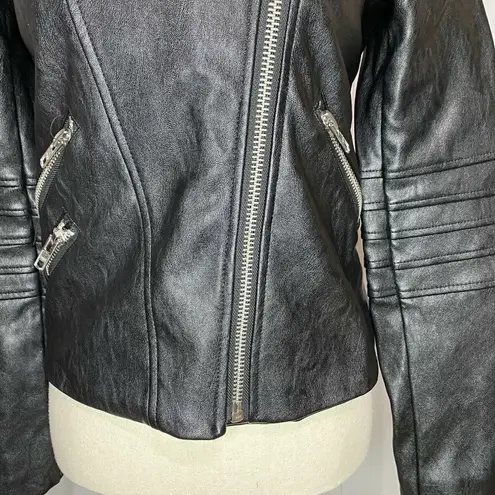 d.brand Sz Small Faux Leather Jacket Multi Zipper Pink Lined Black