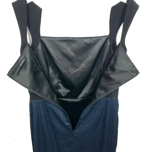 Jay Godfrey Womens Sheath Dress Geometric Strap Cocktail Party Blue Black Size 8