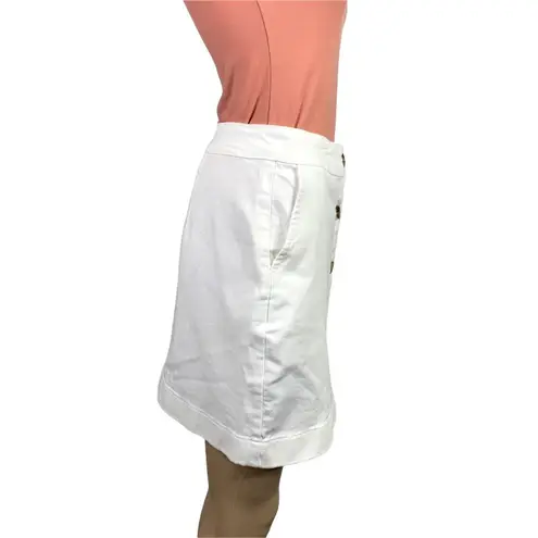 Maison Jules Womens Skirt Denim Blue Jean Button Down Straight White Size 0