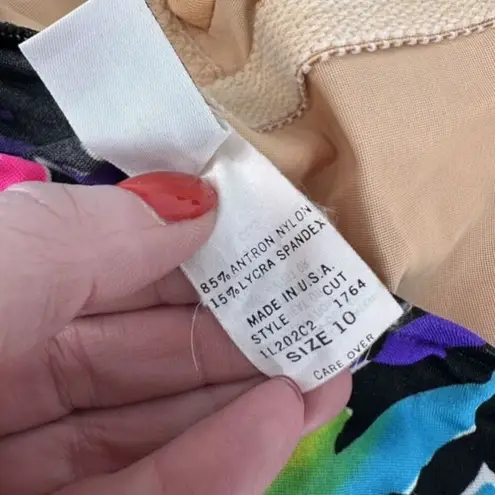 Catalina Vintage 1960s/70s Floral Swimsuit Size 10 Made in USA Neon Abstract