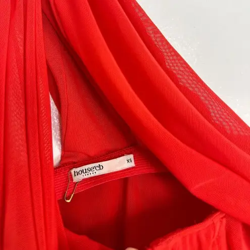 House Of CB  Valentina Asymmetric Cutout One-Shoulder Midi Dress Scarlet X-Small