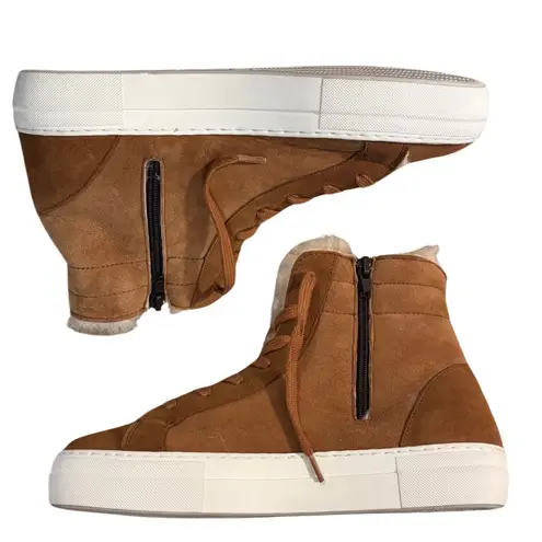 NWOT Celtic & Co Shearling High Top Sneakers in Whisky 7837 Tan Size 10