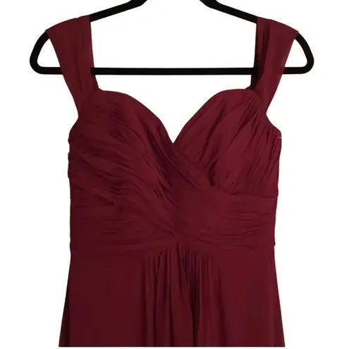 DESSY COLLECTION Vivian Diamond 2970 Claret Off the Shoulder Draped Dress $284 Red Size 14