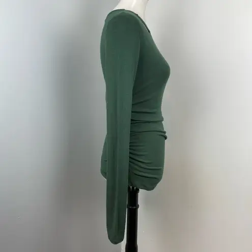 n:philanthropy Green Gavin Cutout Ruched Long-Sleeve Soft T-Shirt Large NEW