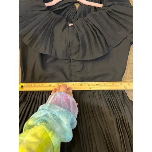 Few Moda Black Ruffled Tiered Midi Dress Pleated Size Medium