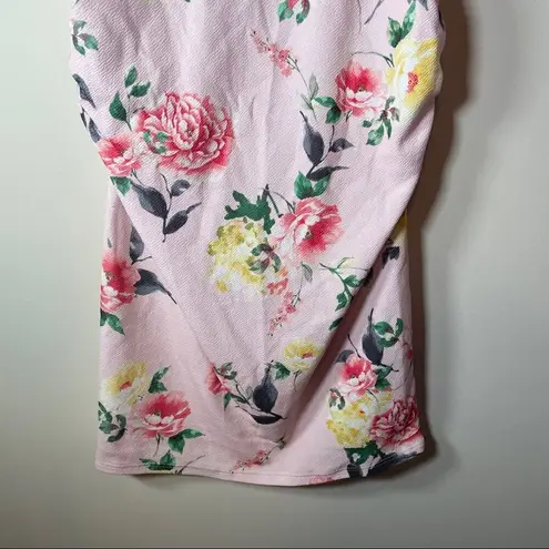 Pinkblush Pink Floral Fitted Ruched Short Sleeve Maternity Dress Size S