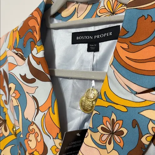 Boston Proper Folk Favorite Print Modern Double Breasted Blazer NWT size 12