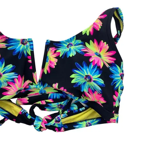 California Waves NWT Daisy Floral Multicolor V Wire Bralette Bikini Top Size 20