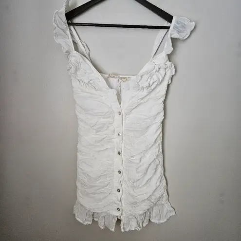 Jen's Pirate Booty x Free People Nalanda Mini Dress White Ruched Button-Down