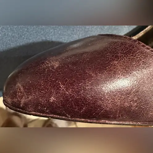 Anthropologie+Farylrobin Leather Burgundy Mary Jane Ankle Cuff 3.5 Heels Sz 7. Brown