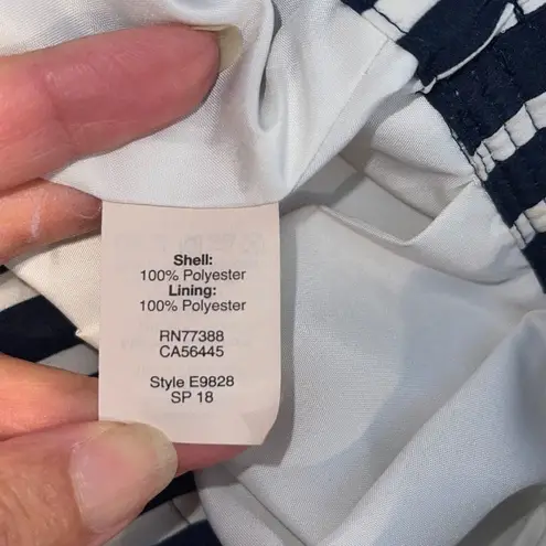 J Crew Women's Pleated Striped Skirt Midi Lined Pull On Navy Blue White Size 0