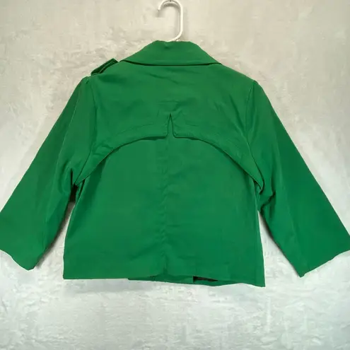 Vertigo Paris Green Double Breasted Cropped Blazer Jacket Cotton Blend Size M