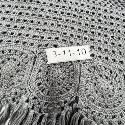 Meskita Tank Top Womens Small Crochet Fringe Boho Knit Festival Layered Beach Gray