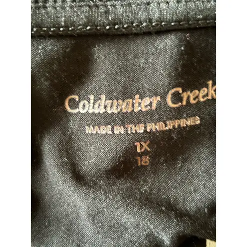 Coldwater Creek Womens Blouse Size 1X 18 Black Cream Mixed Fabric Squares