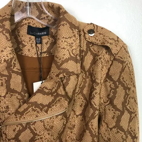 Lucy Paris Snakeskin Moto Jacket Brown Tan Size Small