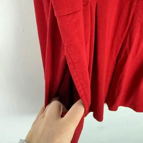 J. Jill Wearever Collection Pleated One Button Peplum Cardigan Red Plus Size 2X