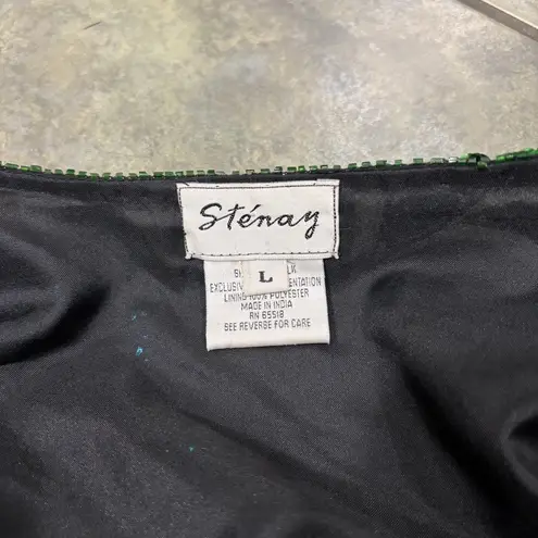 Vtg Stenay Womens Multi Colored Sequined and Beaded Cardigan Retro Funky Hippie Blue Size L