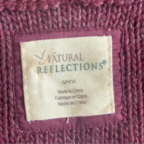 Natural Reflections Burgundy Chunky Knit Open Front Cardigan Small 25% Wool