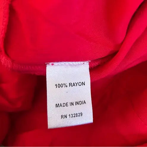 L'Academie Red V Neck Long Bell Sleeve Tie Waist Mini Dress Size Small