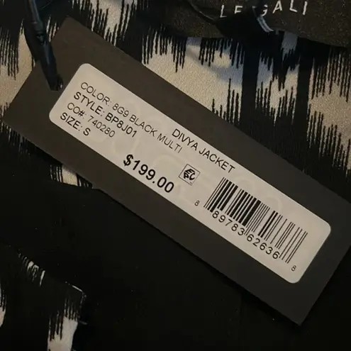 Le Gali Jacket Womens Small Black White Geometric Divya Bell Lightweight Blazer