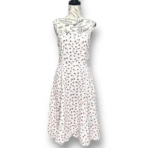 Hutch Anthropologie 8 White Floral Mini Dress Crossback Milkmaid Cottagecore
