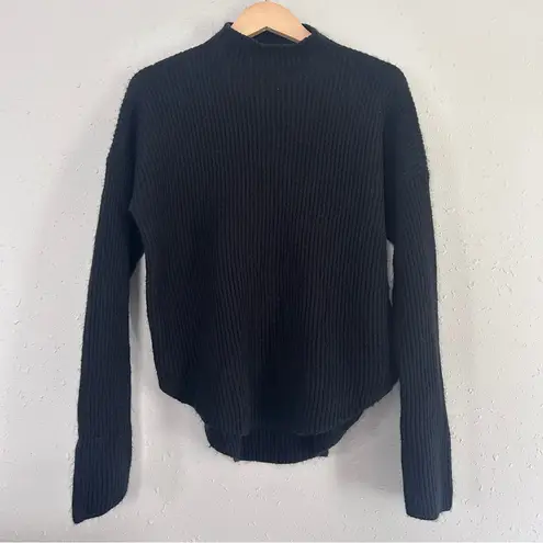 EXPRESS  Black Mockneck Sweater Ribbed Neutral Casual Fall Wool Blend Large