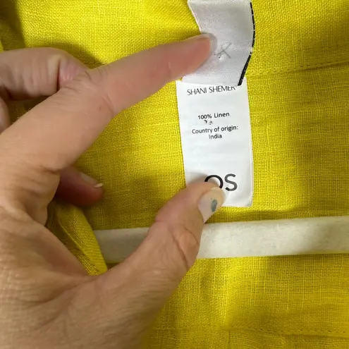 SHANI SHEMER Linen Buttoned Down Shirt One Size Cover Up Yellow