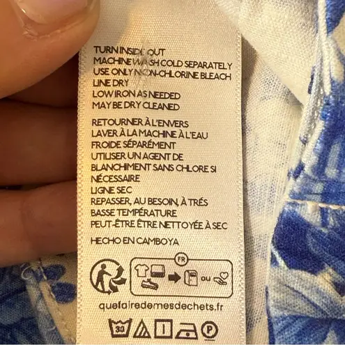 Maeve Anthropologie The Colette Wide Leg Cropped Pants Blue Floral Size 27