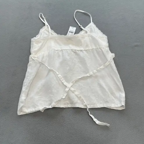 John Galt Tank Top One Size White Linen Cami Lace Trim Brandy Melville Pacsun
